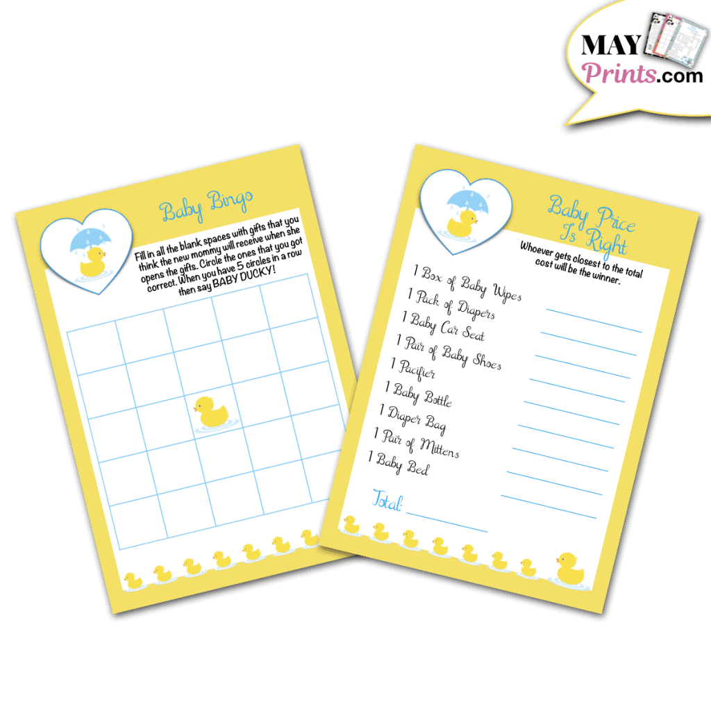 Printable Rubber Ducky Baby Shower Games