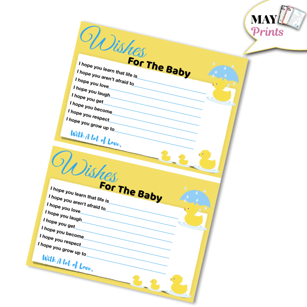 Printable Rubber Ducky Baby Shower Wish For The Baby