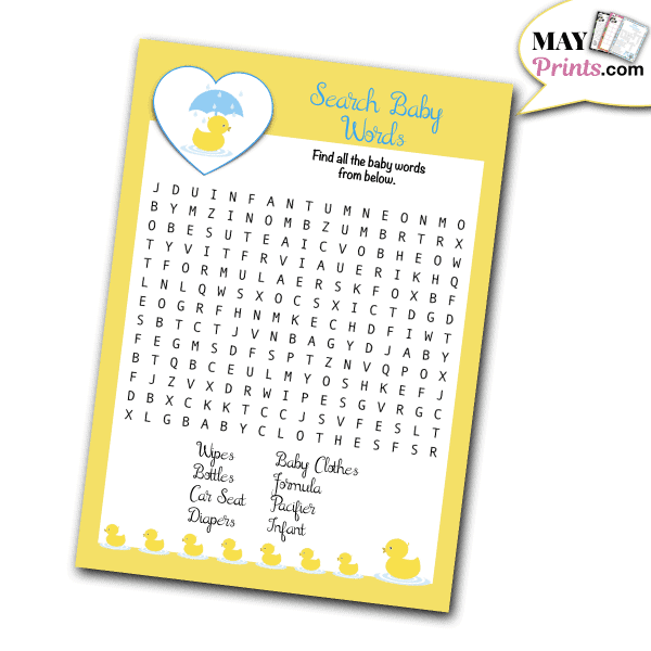 Rubber Ducky Baby Shower Games Search Baby Words