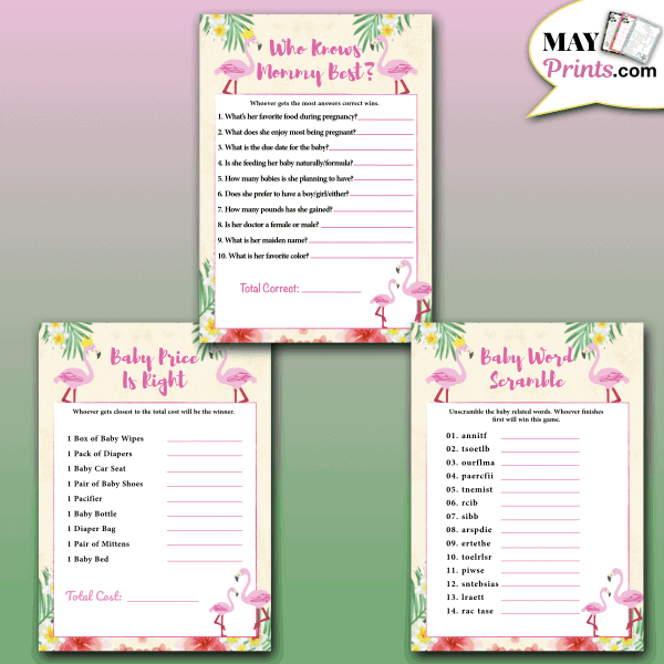 Flamingo Baby Shower Games