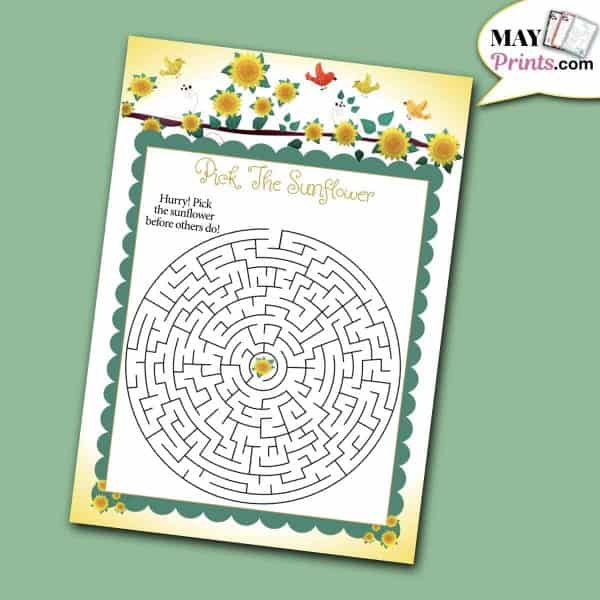 Sunflower Baby Shower Games Maze