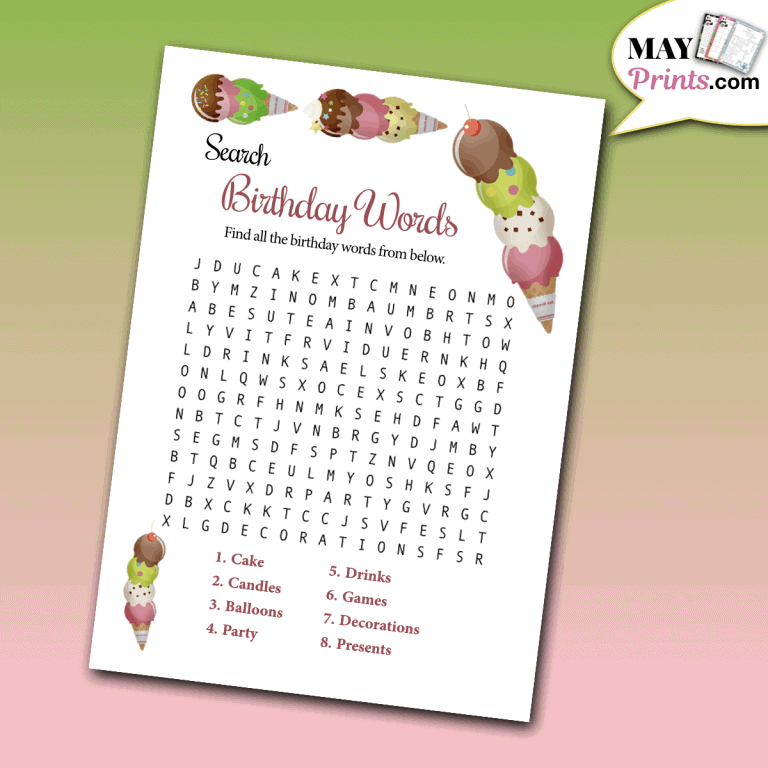 Ice Cream Birthday Party Games For Little Girls 10 Printable Games