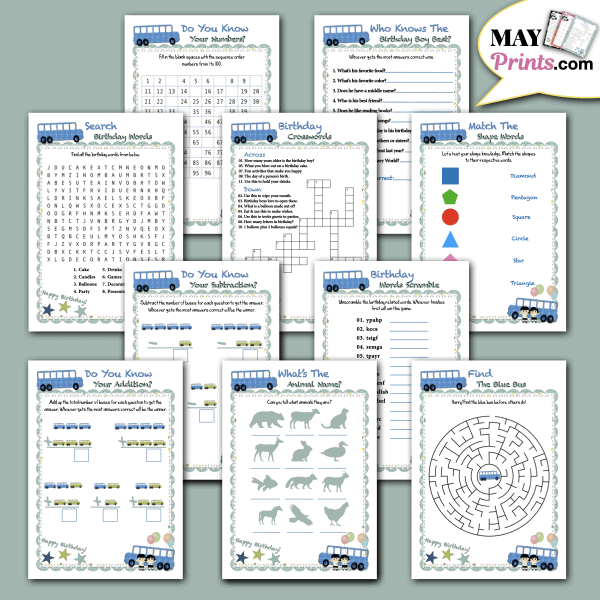 School Bus Themed Birthday Party Games