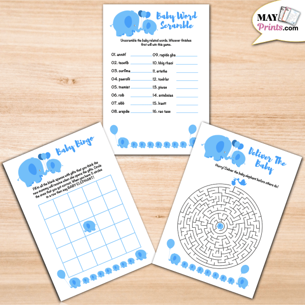 Blue Elephant Baby Shower Games