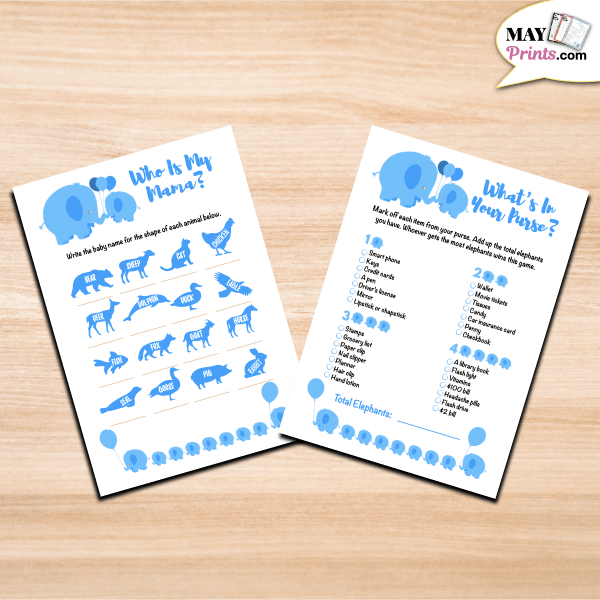 Blue Elephant Baby Shower Games For a Boy