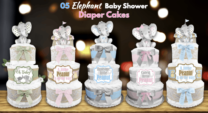 Elephant Baby Shower Diaper Cake