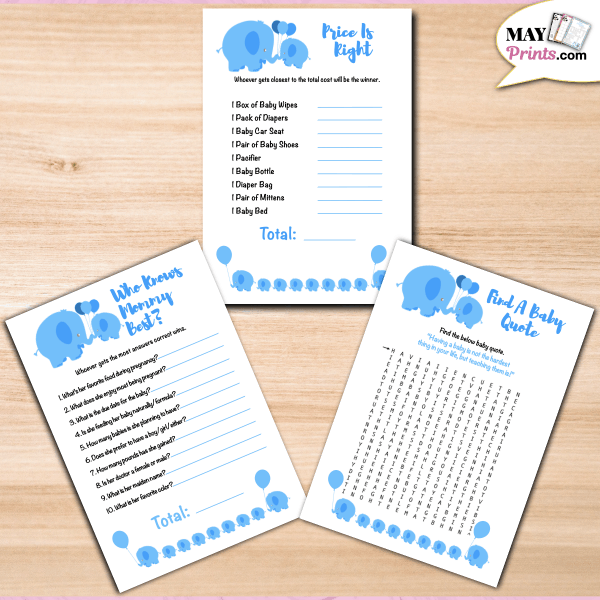 Elephant Baby Shower Games