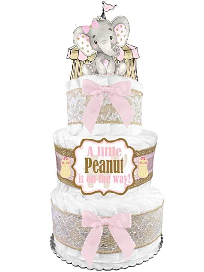 Elephant Diaper Cake For Girl