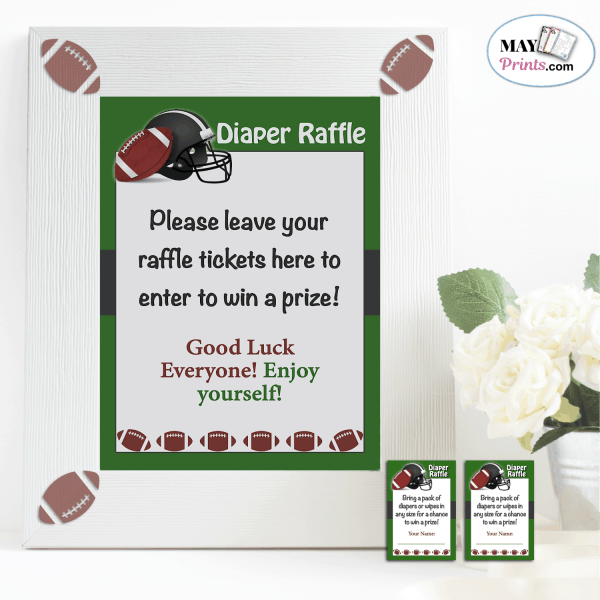 Football Baby Shower Diaper Raffle Sign